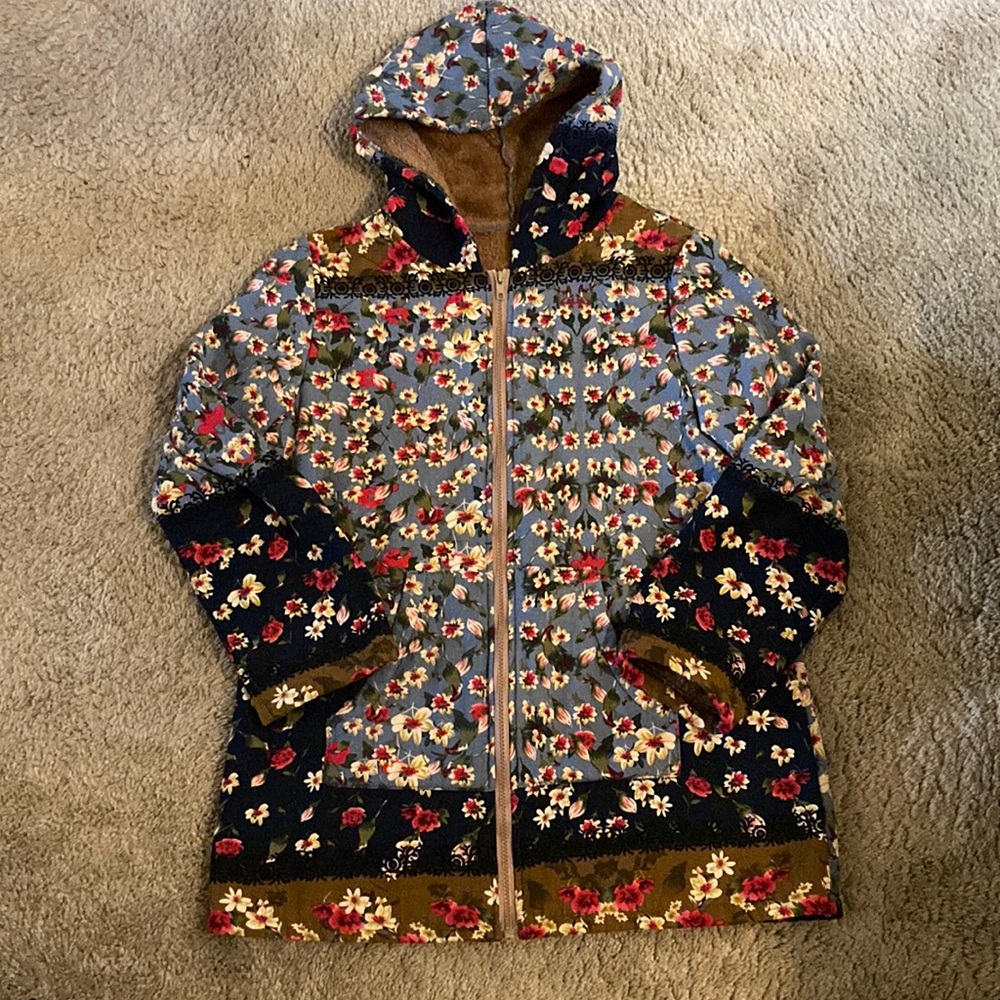 Hooded Floral Jacket Women’s size Medium